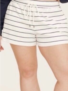 Striped White Drawstring Athletic Shorts